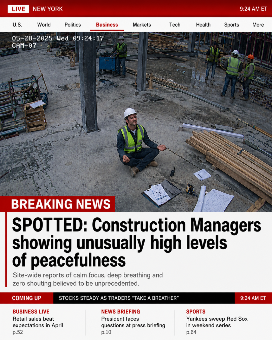 News-style ad about construction rework