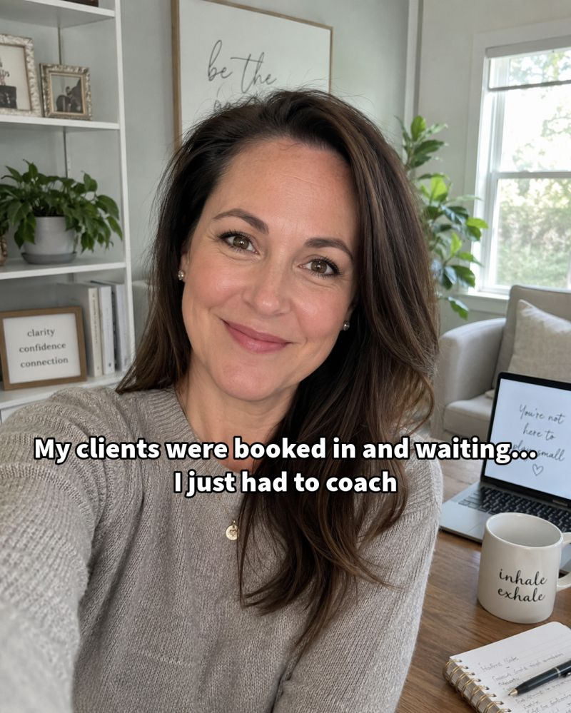 POV ad of a coach at her desk: my clients were booked in and waiting, I just had to coach