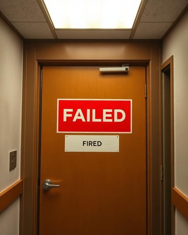 Fire door with failed inspection sticker in a commercial building