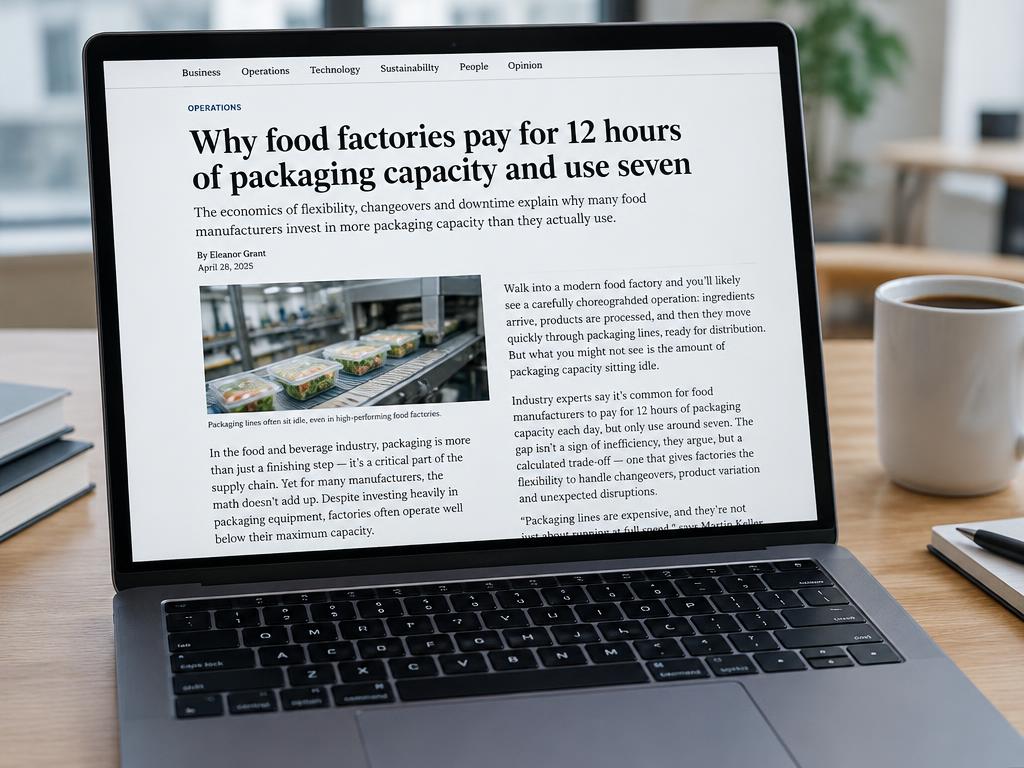 Tabloid-style advertorial exposing wasted packaging line hours