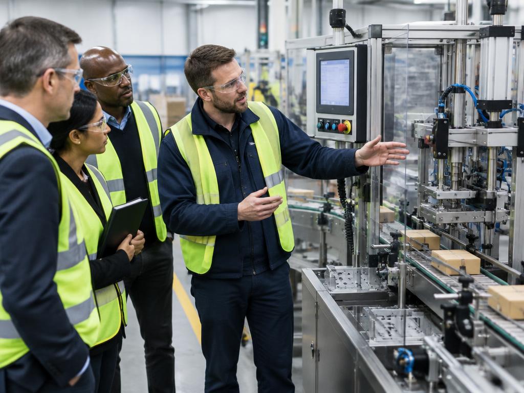 Fictional field engineer working on a packaging machine